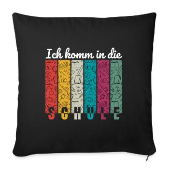 Fröhliches Einschulungs-Design für Kinder - Sofakissenbezug 45 x 45 cm - Schwarz - Vorne