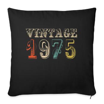 Vintage 1975- 49 th birthday - 49 ans - Housse de coussin décorative 45 x 45 cm - noir - Devant