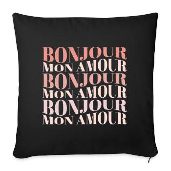 Bonjour Mon Amour - Sofa pillowcase 17,3'' x 17,3'' (45 x 45 cm) - black - Front