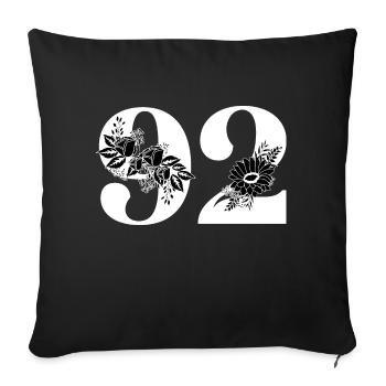 Number 92 Black Floral - 92nd Floral Birthday - Sofa pillowcase 17,3'' x 17,3'' (45 x 45 cm) - black - Front