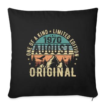 Août 1970 - Né en Août 1970 - Anniversaire - Housse de coussin décorative 45 x 45 cm - noir - Devant