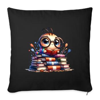 Reading is my hobby: Cute owl with glasses - Sofa pillowcase 17,3'' x 17,3'' (45 x 45 cm) - black - Front