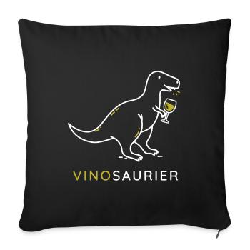 Vinosaurier mit Weinglas - Sofakissenbezug 45 x 45 cm - Schwarz - Vorne