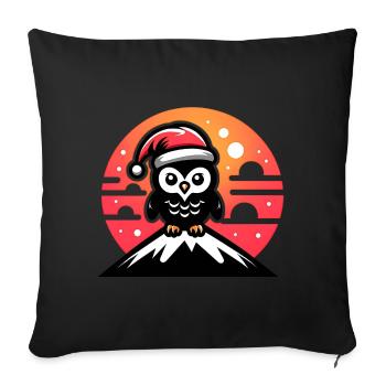 Funny colorful Christmas owl with Santa hat - Sofa pillowcase 17,3'' x 17,3'' (45 x 45 cm) - black - Front