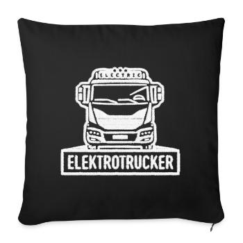 Elektrotrucker | gestickter Patch Look - Sofakissenbezug 45 x 45 cm - Schwarz - Vorne