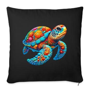 Tortue - Housse de coussin décorative 45 x 45 cm - noir - Devant