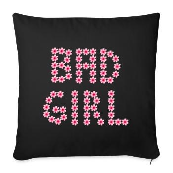 Inscriptions florales - BAD GIRL - Housse de coussin décorative 45 x 45 cm - noir - Devant