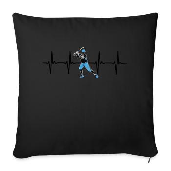 I love Baseball Heartbeat Pulse - Sports Design - Sofa pillowcase 17,3'' x 17,3'' (45 x 45 cm) - black - Front