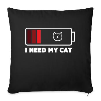 J’ai besoin de mon chat, cadeau, chats - Housse de coussin décorative 45 x 45 cm - noir - Devant