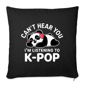 Cute Panda Listening to K-Pop - Sofa pillowcase 17,3'' x 17,3'' (45 x 45 cm) - black - Front