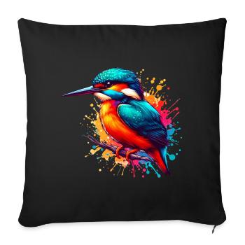 Martin-pêcheur - Housse de coussin décorative 45 x 45 cm - noir - Devant