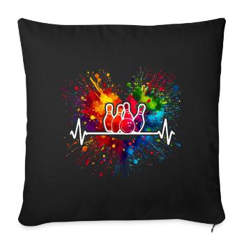 Bowling Herzschlag - Sofakissenbezug 45 x 45 cm - Schwarz - Vorne