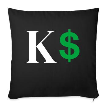 Lettre k dollar - Housse de coussin décorative 45 x 45 cm - noir - Devant