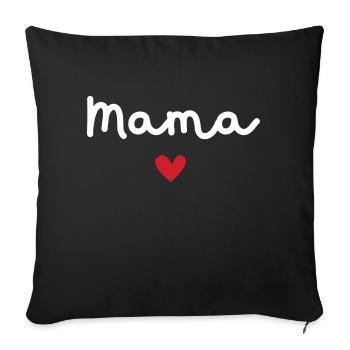 Mama d’amour - cadeau maman - Housse de coussin décorative 45 x 45 cm - noir - Devant