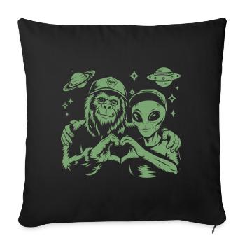 Alien & Bigfoot – Cosmic Friendship - Sofakissenbezug 45 x 45 cm - Schwarz - Vorne