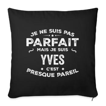 Yves Un Prénom, Une Histoire, Une Personnalité - Housse de coussin décorative 45 x 45 cm - noir - Devant
