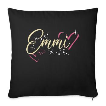 Emmi Last name First name Calligraphy heart - Sofa pillowcase 17,3'' x 17,3'' (45 x 45 cm) - black - Front