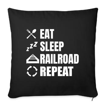 Manger dormir Chemin de fer Répéter - Housse de coussin décorative 45 x 45 cm - noir - Devant