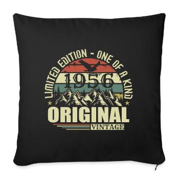 Original 1956 Vintage Rétro Vintage 1956 Né - Housse de coussin décorative 45 x 45 cm - noir - Devant