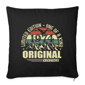 Original 1974 Vintage Rétro Vintage 1974 Né - Housse de coussin décorative 45 x 45 cm - noir - Devant