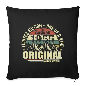August 1955 Birthday August 1955 Vintage August - Sofa pillowcase 17,3'' x 17,3'' (45 x 45 cm) - black - Front