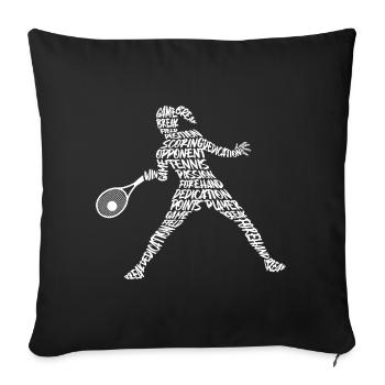 Joueur de tennis Typographie Enfants Femmes Tennis - Housse de coussin décorative 45 x 45 cm - noir - Devant