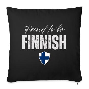 Fierté finlandaise, j'aime la Finlande - Housse de coussin décorative 45 x 45 cm - noir - Devant