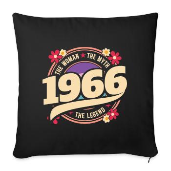 1966 Légende 60 Ans Anniversaire Femme - Housse de coussin décorative 45 x 45 cm - noir - Devant