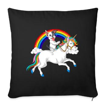 French Bulldog Riding Unicorn - Sofa pillowcase 17,3'' x 17,3'' (45 x 45 cm) - black - Front