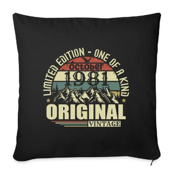 Octobre 1981 - Cadeau 44ème anniversaire Octobre - Housse de coussin décorative 45 x 45 cm - noir - Devant