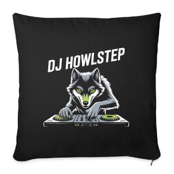 DJ Howlstep Wolf At The Desk EDM Rave Vibes - Sofa pillowcase 17,3'' x 17,3'' (45 x 45 cm) - black - Front