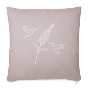 Kolibris mit Blume Boho Cottagecore - Sofakissenbezug 45 x 45 cm - helles Taupe - Vorne