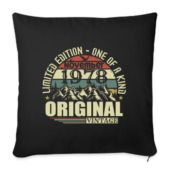 Anniversaire novembre 1978 - Housse de coussin décorative 45 x 45 cm - noir - Devant