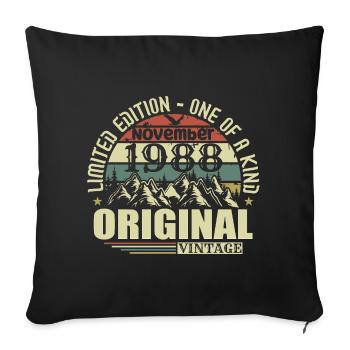 Anniversaire Novembre 1988 - Housse de coussin décorative 45 x 45 cm - noir - Devant