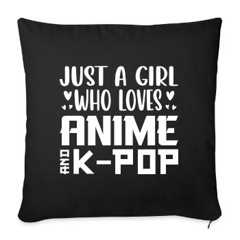 Anime und K-Pop: Mädchenliebe - Sofakissenbezug 45 x 45 cm - Schwarz - Vorne