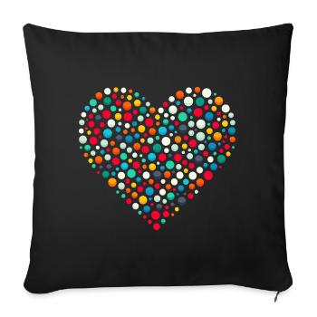Spotty Colorful Dot Heart Mosaic - Sofa pillowcase 17,3'' x 17,3'' (45 x 45 cm) - black - Front