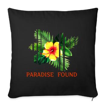 Tropical Hibiscus Paradise Found - Sofa pillowcase 17,3'' x 17,3'' (45 x 45 cm) - black - Front