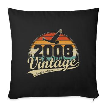 Vintage 2008 Vintage Rétro Cadeau d’anniversaire - Housse de coussin décorative 45 x 45 cm - noir - Devant