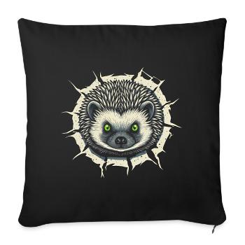 Süßer Igel guckt aus Riss - Lustiges Geschenk - Sofakissenbezug 45 x 45 cm - Schwarz - Vorne