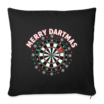 Joyeux Dartmas, fléchettes drôles qui disent Noël - Housse de coussin décorative 45 x 45 cm - noir - Devant