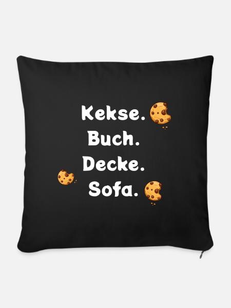 Kekse. Buch. Decke. Sofa. - Sofakissenbezug 45 x 45 cm - Schwarz