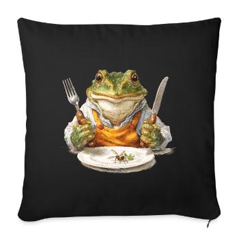 Frog chef with fork and knife - Sofa pillowcase 17,3'' x 17,3'' (45 x 45 cm) - black - Front