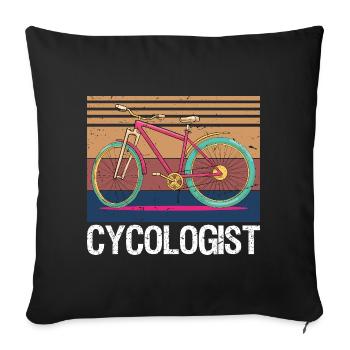 Cycologue, cycliste rétro rétro de cyclisme vintage drôle - Housse de coussin décorative 45 x 45 cm - noir - Devant