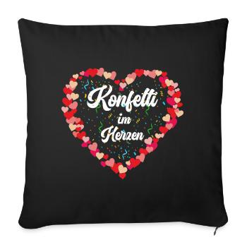 Confettis dans le cœur – Costume de carnaval - Housse de coussin décorative 45 x 45 cm - noir - Devant