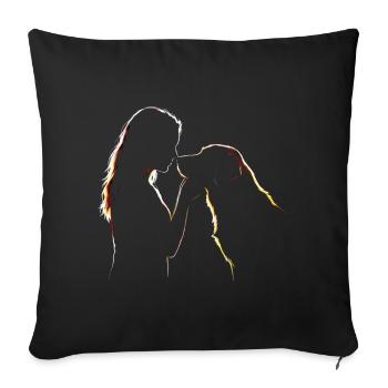 Dessin de traits de Dog Love - Housse de coussin décorative 45 x 45 cm - noir - Devant