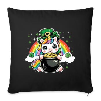Shamrock Unicorn St Patrick’s Irish - Housse de coussin décorative 45 x 45 cm - noir - Devant