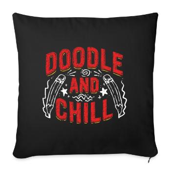 Dessin de gribouillis et de détention - Housse de coussin décorative 45 x 45 cm - noir - Devant