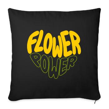 Flower Power Imprimé rétro - Housse de coussin décorative 45 x 45 cm - noir - Devant