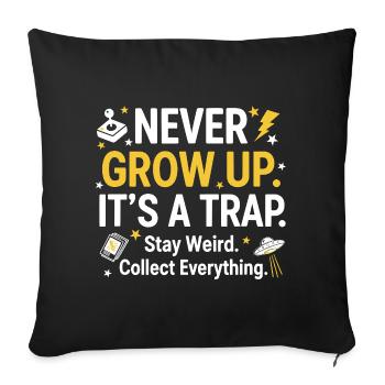 Grow Up Kidult Retro Collector - Sofa pillowcase 17,3'' x 17,3'' (45 x 45 cm) - black - Front