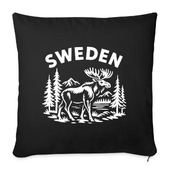 Sweden Moose – Scandinavian Outdoor Design - Sofa pillowcase 17,3'' x 17,3'' (45 x 45 cm) - black - Front